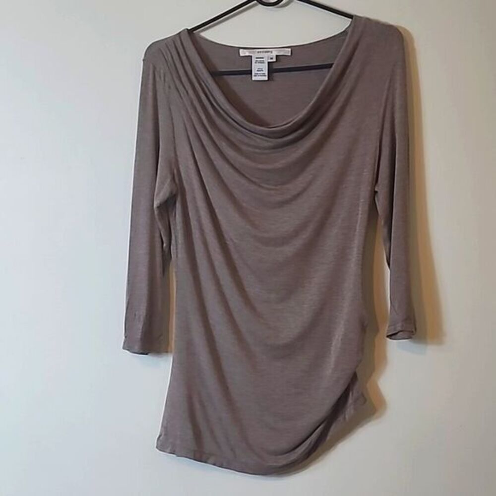 Studio M Rouched Beige Brown Womens Top, Size Medium